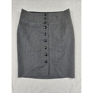 Three Hearts Grey Pinstripe Button Front High Waist Pencil Skirt Size 5